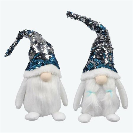 YOUNGS Fabric Tabletop Gnome Decor with Reversible Sequin Hat, Assorted Color - 2 Piece 61501